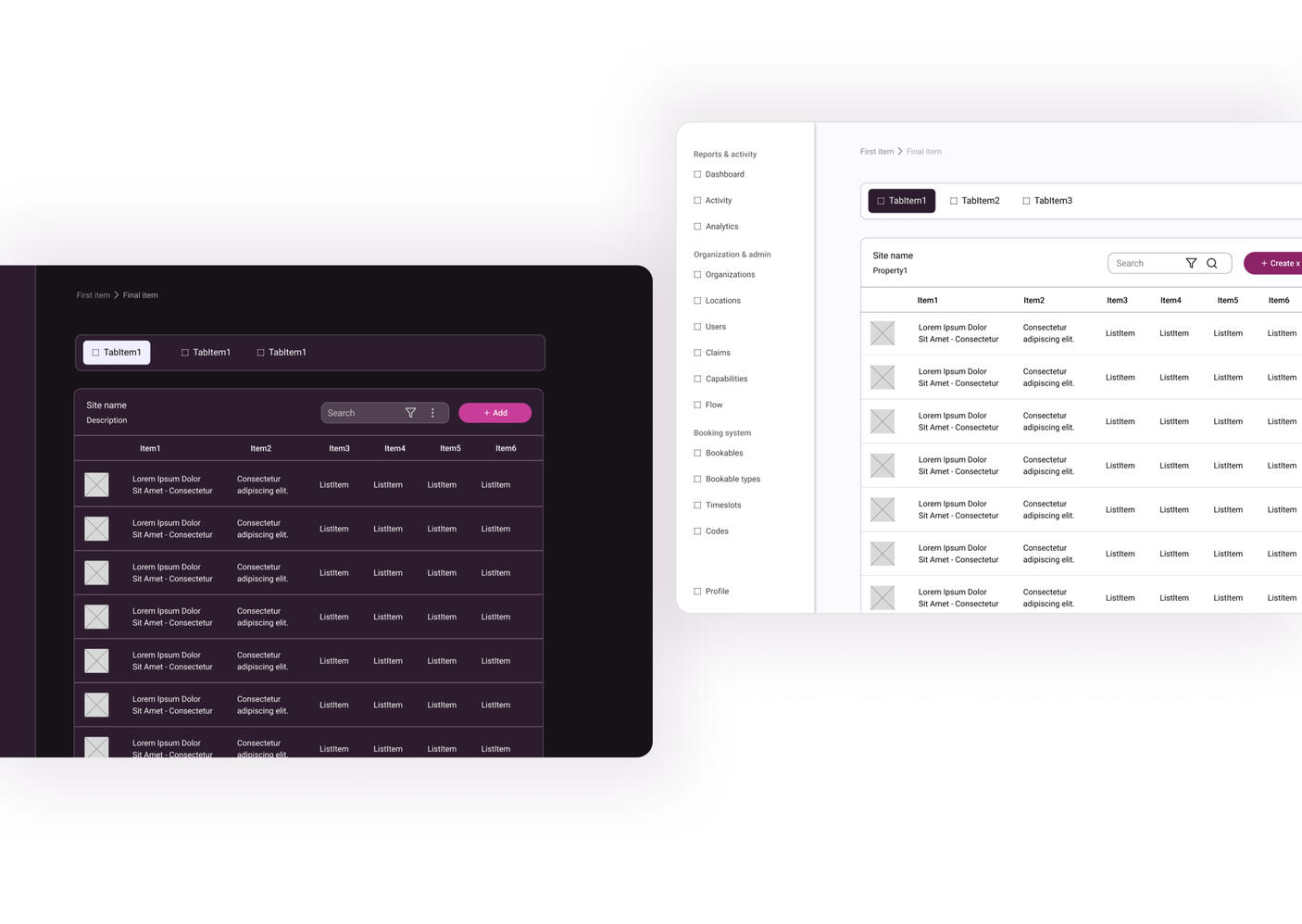 Bookable portal / UX/UI